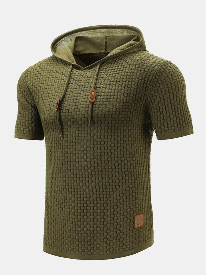 Jacob | Slim-fit gebreide trui met korte mouwen en capuchon