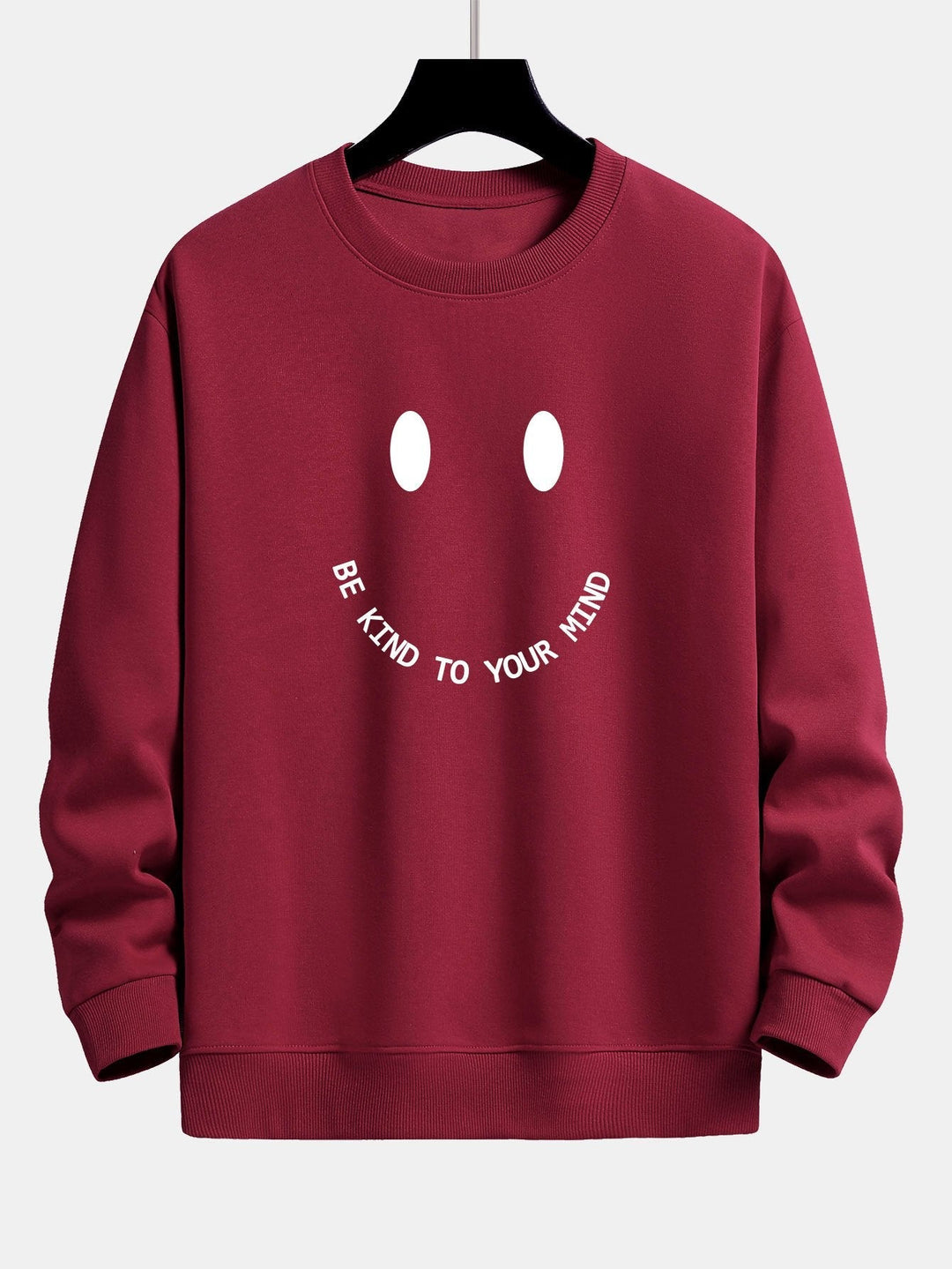 Mees | Sweater met smiley- en tekstopdruk en relaxte pasvorm