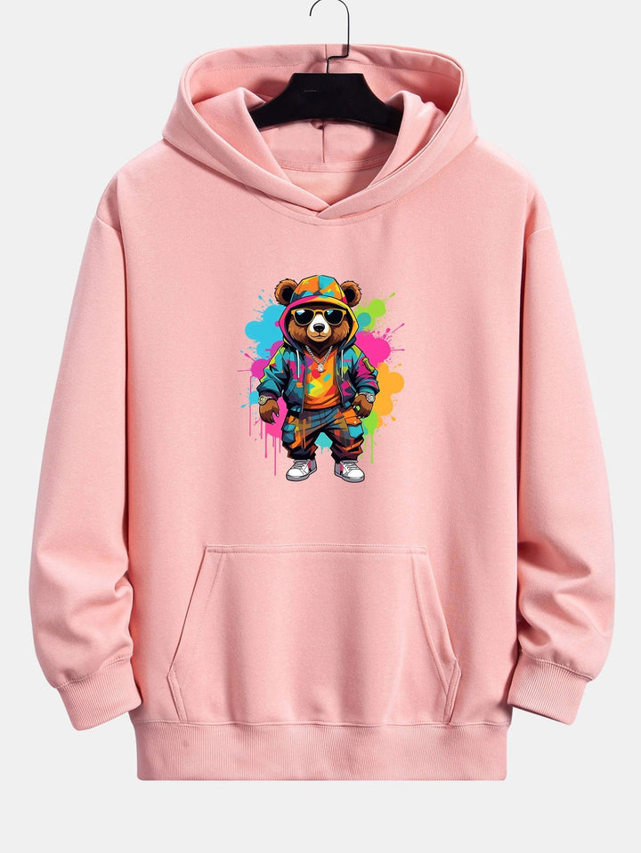 Frits | Hoodie met beerprint in inktstijl en relaxte pasvorm