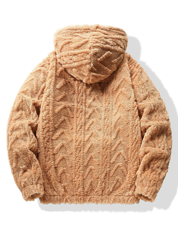 Yme | Teddyhoodie met geometrisch jacquarddessin