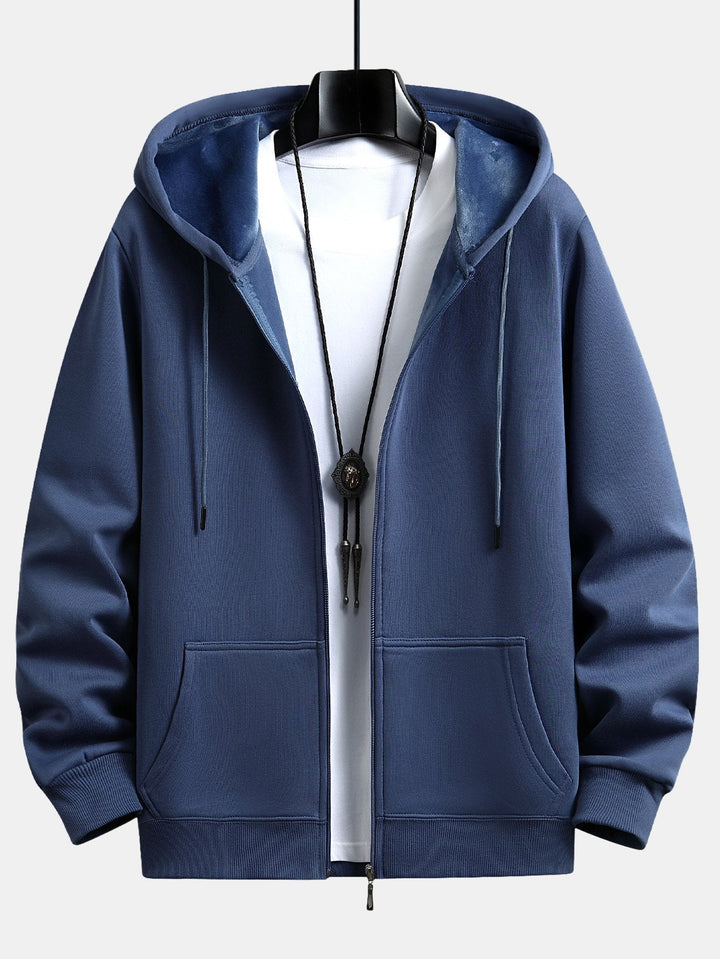 Zeno | Hoodie met pluchevoering, ritssluiting en relaxte pasvorm