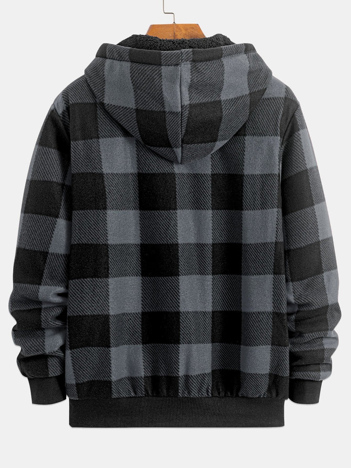 Jochem | Geruite flanellen hoodie met teddyvoering