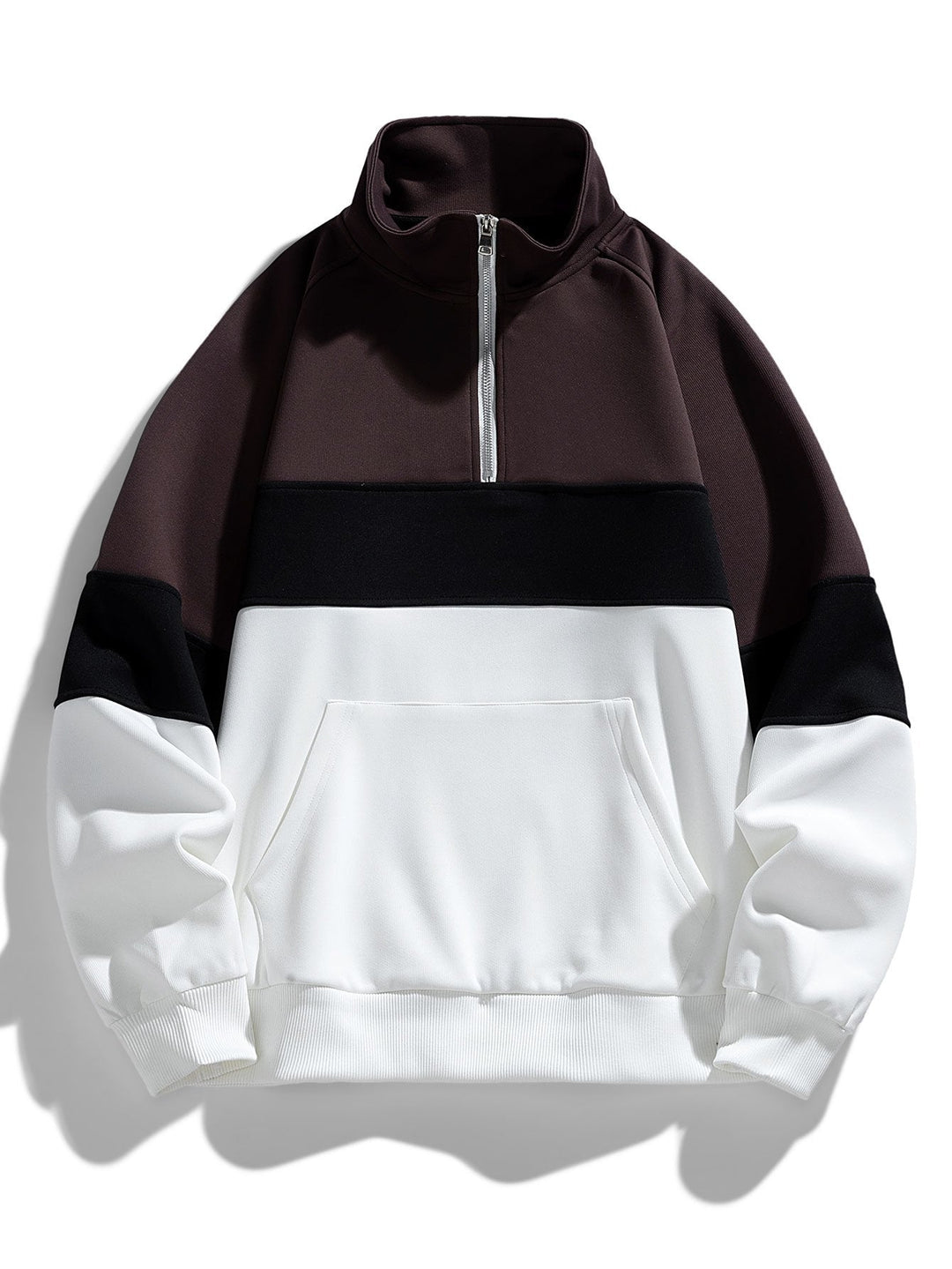 Jurre | Sweater met kleurvlakken, hoge kraag en korte rits