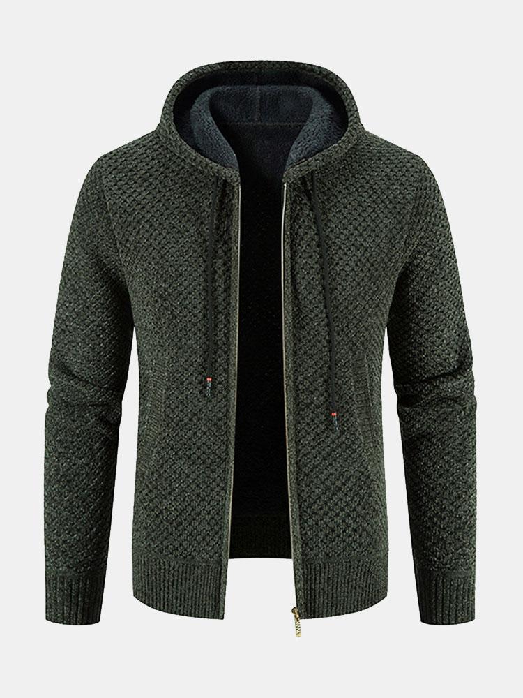 Tobias | Trui met structuur, capuchon en teddyvoering