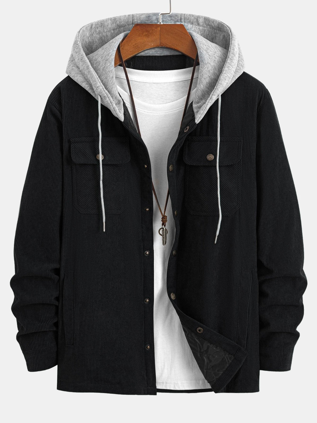 Marco | Gewatteerde corduroy jas met capuchon