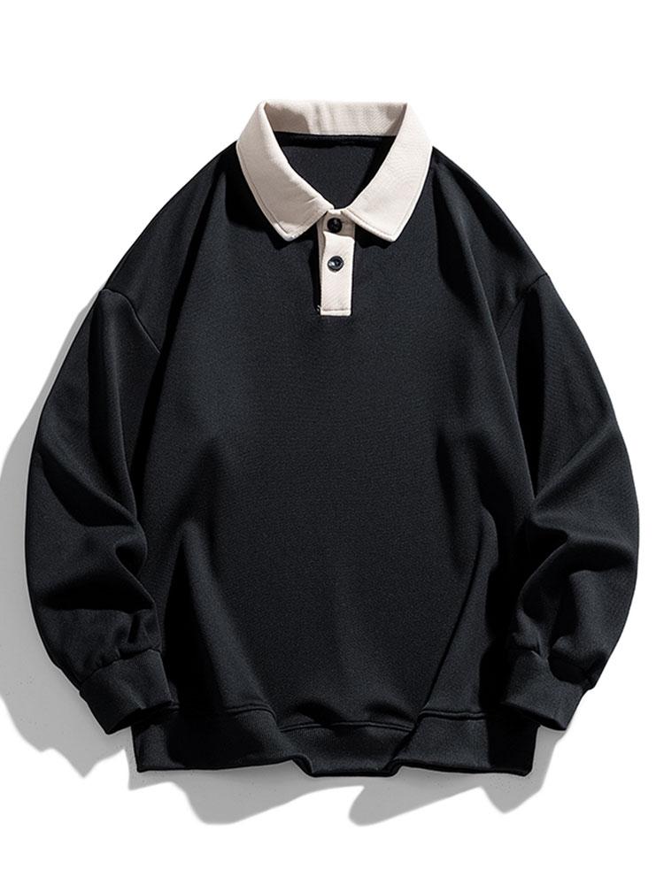 Finn | Polosweater met contrastdetails en wafelstructuur en relaxte pasvorm