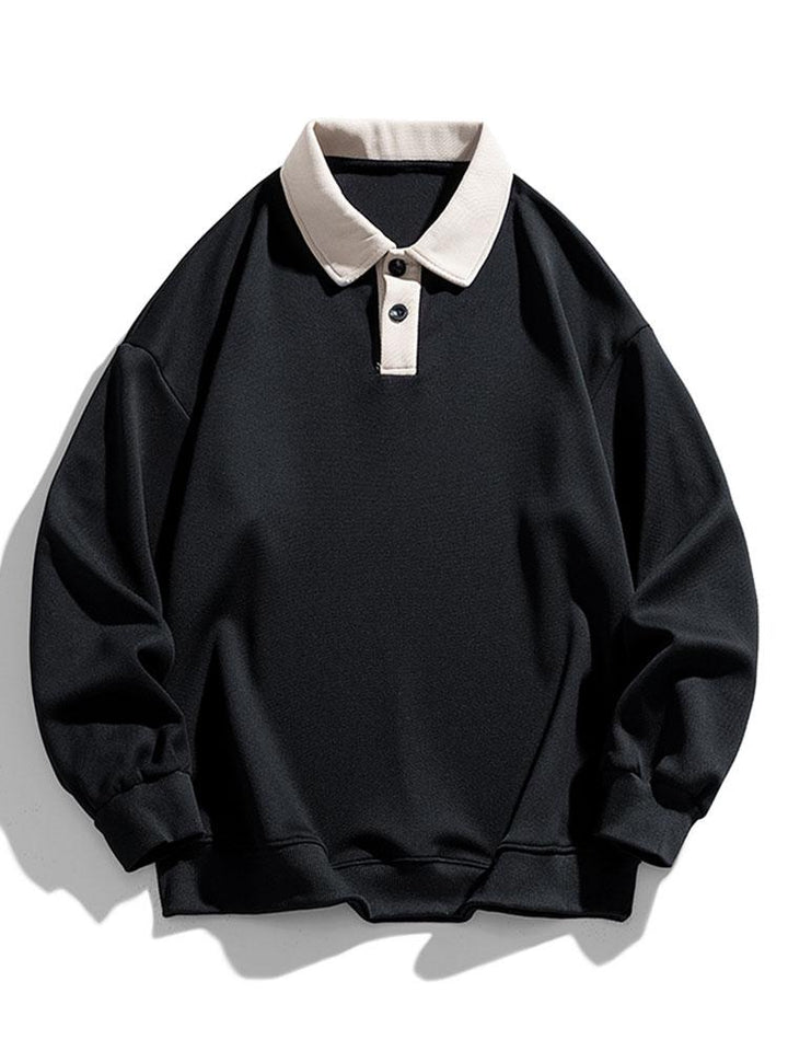Finn | Polosweater met contrastdetails en wafelstructuur en relaxte pasvorm