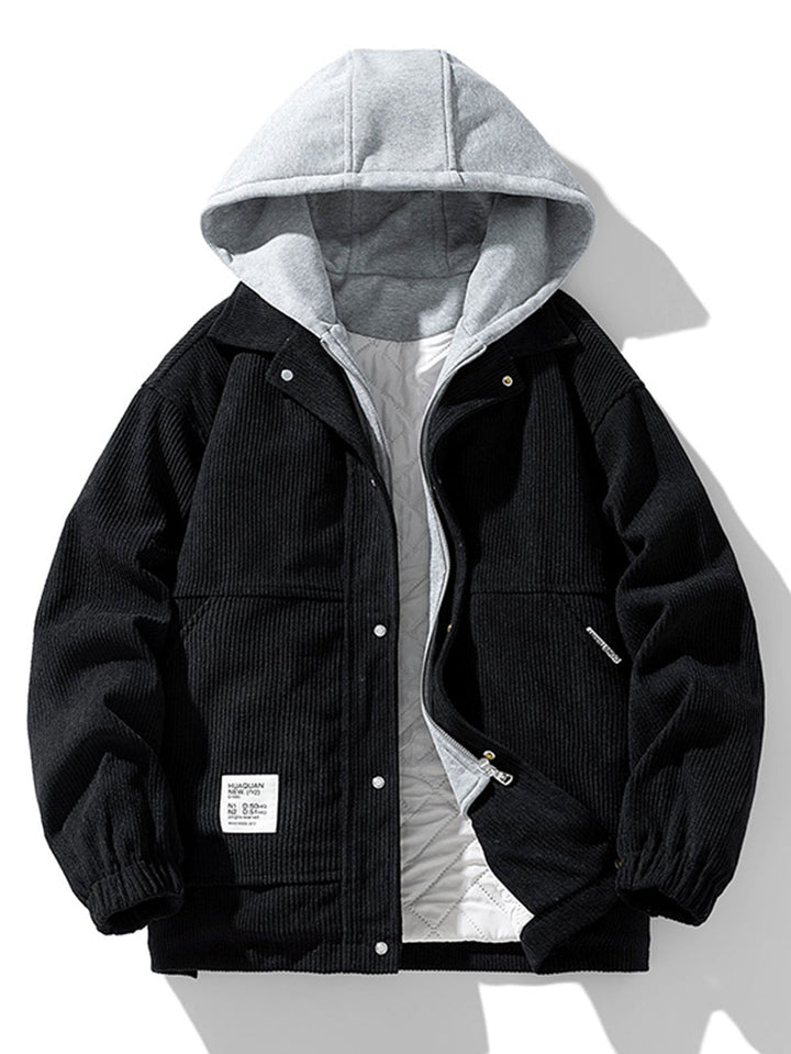 Noah | Gewatteerde corduroy jas met capuchon