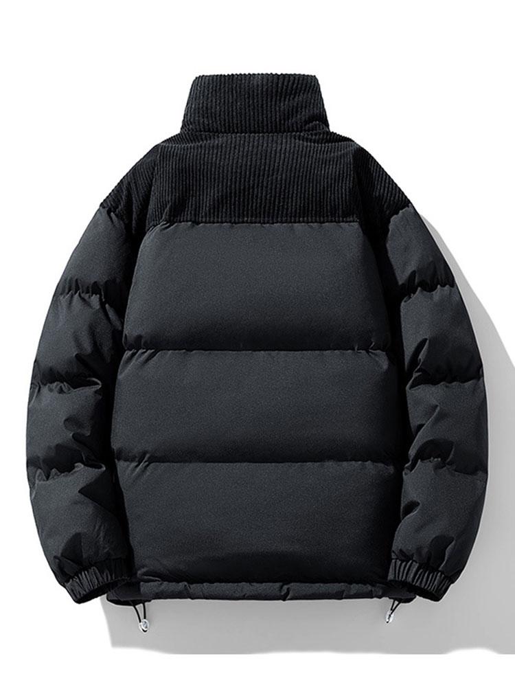 Patrick | Puffer jas met corduroy paneeldetails
