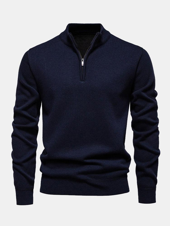 Richard | Relaxed-fit trui met hoge kraag en rits
