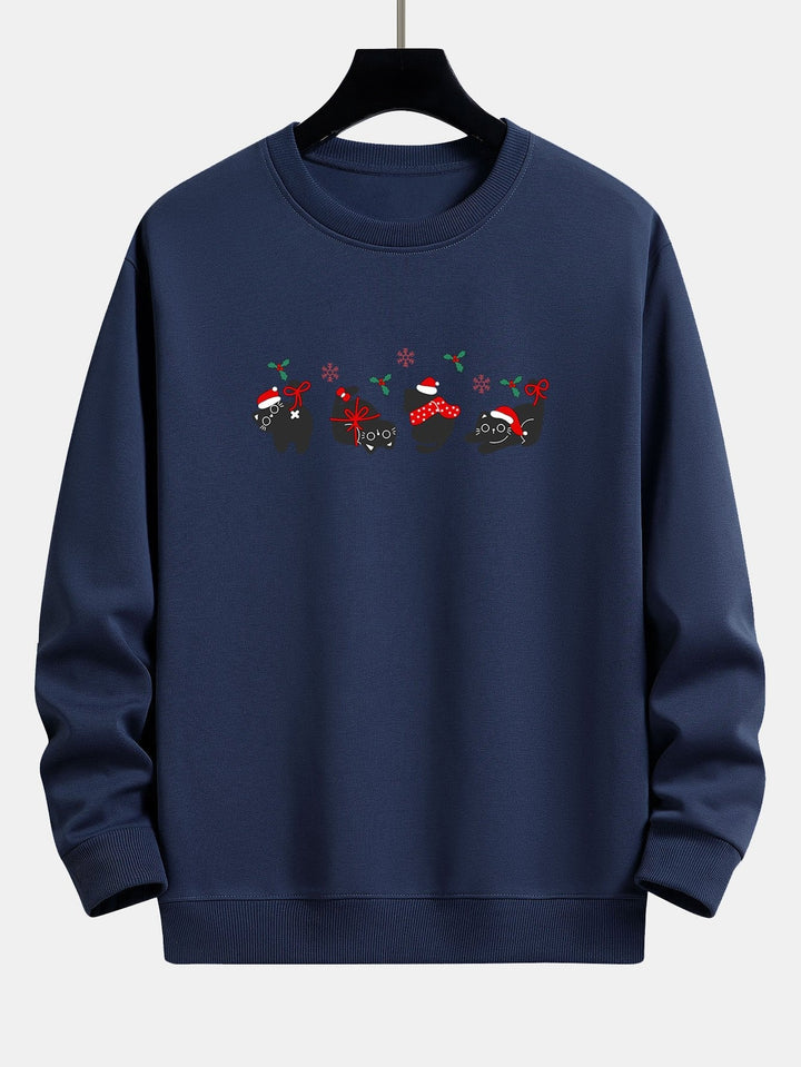 Oscar | Kerstsweater met zwarte kattenprint en relaxte pasvorm