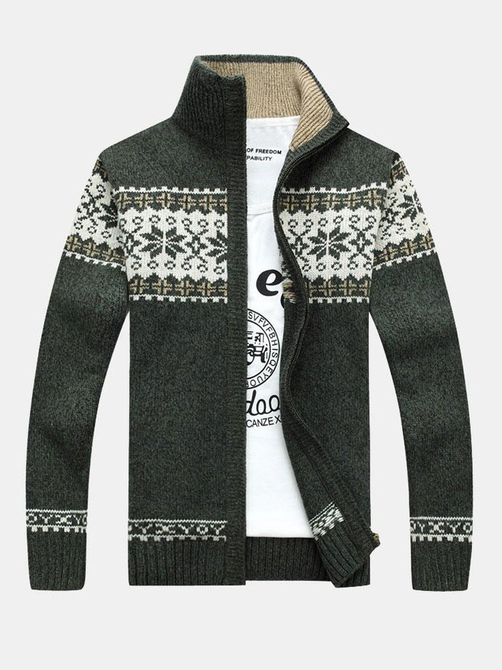 Teun | Kerstvest met geometrische print en rits