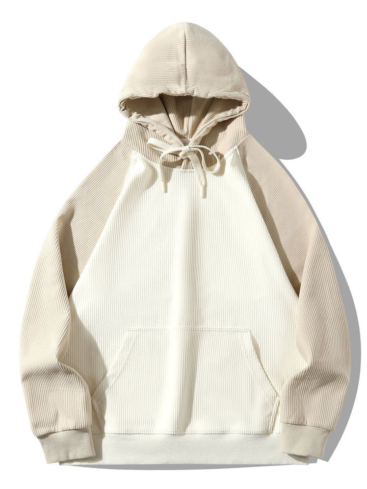 Coen | Hoodie met corduroypanelen en raglanmouwen