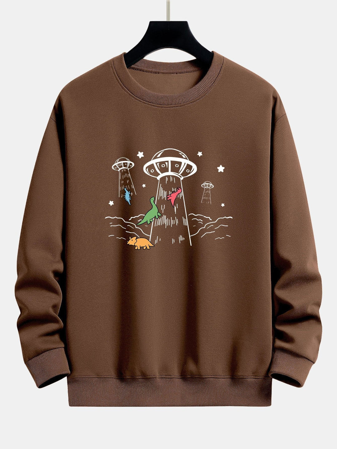 Krijn | Sweater met dinosaurus- en ruimteschipprint en relaxte pasvorm