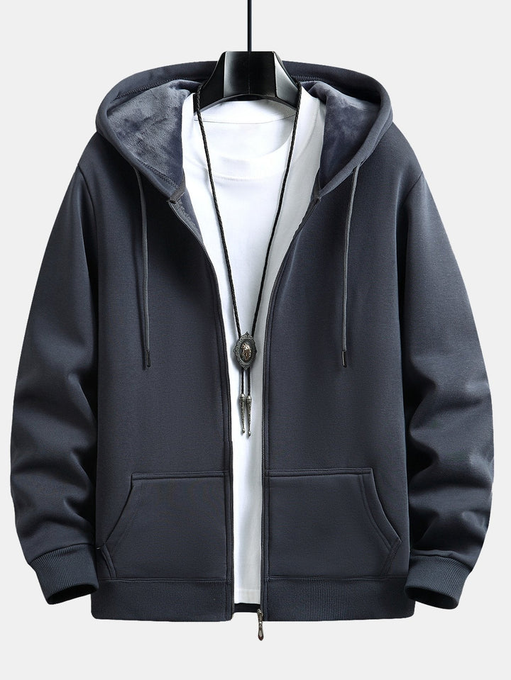 Zeno | Hoodie met pluchevoering, ritssluiting en relaxte pasvorm