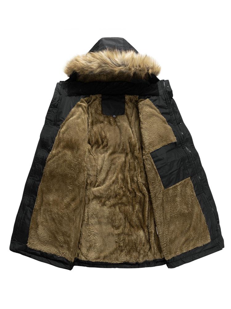 Ronald | Coat met imitatiebontkraag en afneembare capuchon