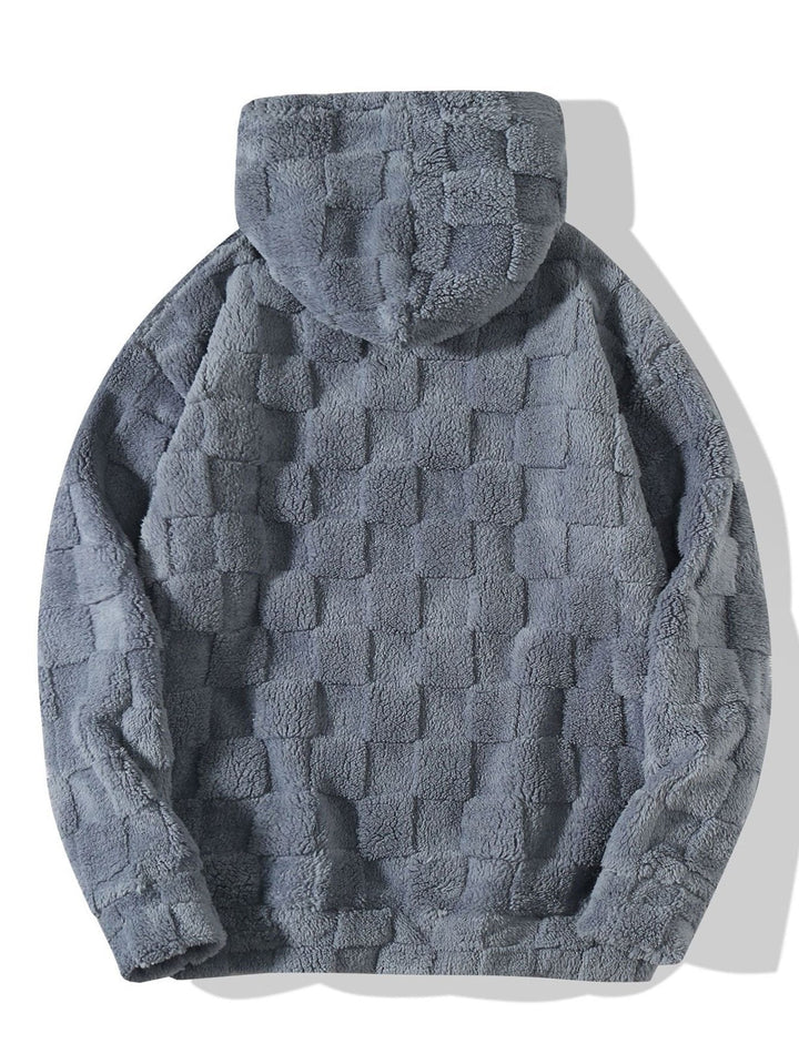 Jort | Teddyhoodie met schaakborddessin en relaxte pasvorm