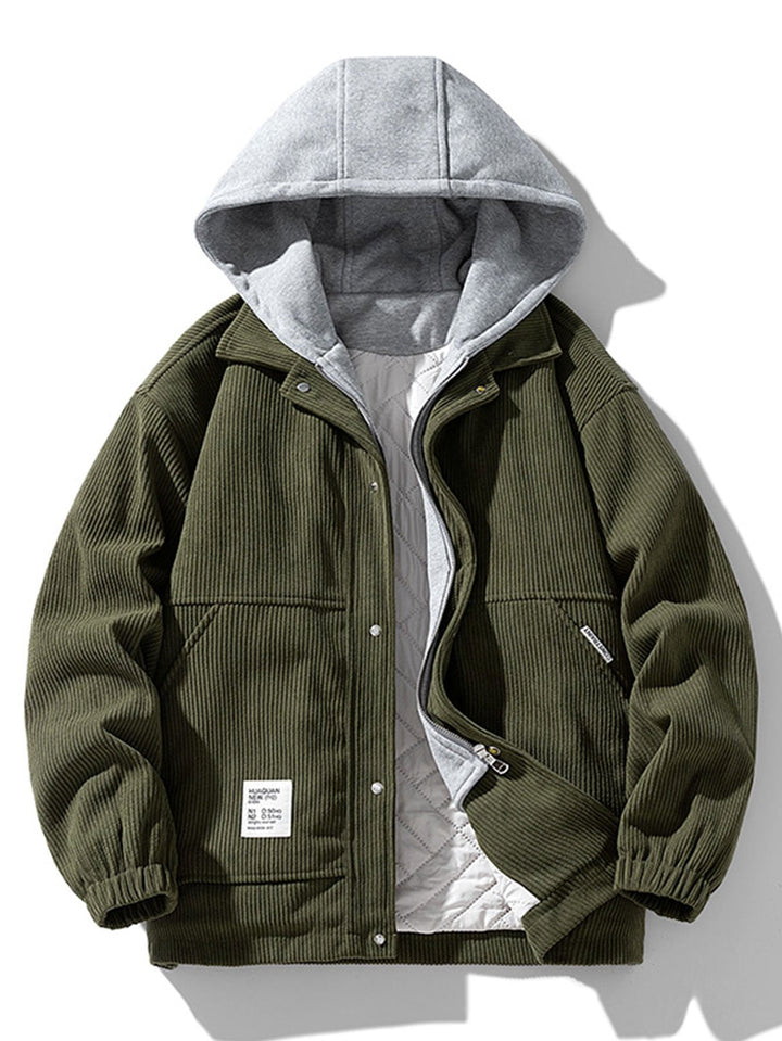 Noah | Gewatteerde corduroy jas met capuchon