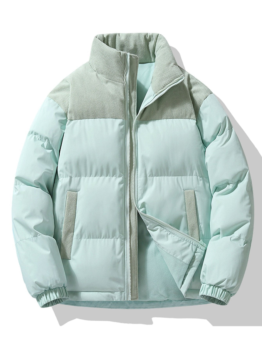 Boris | Corduroy puffer jack met patchwork