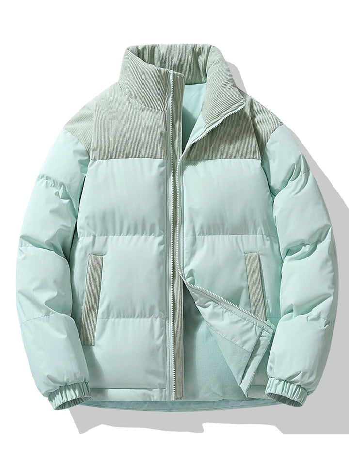 Boris | Corduroy puffer jack met patchwork
