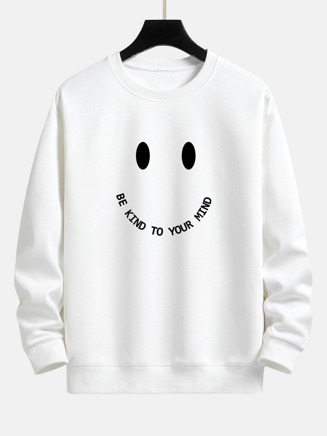 Mees | Sweater met smiley- en tekstopdruk en relaxte pasvorm