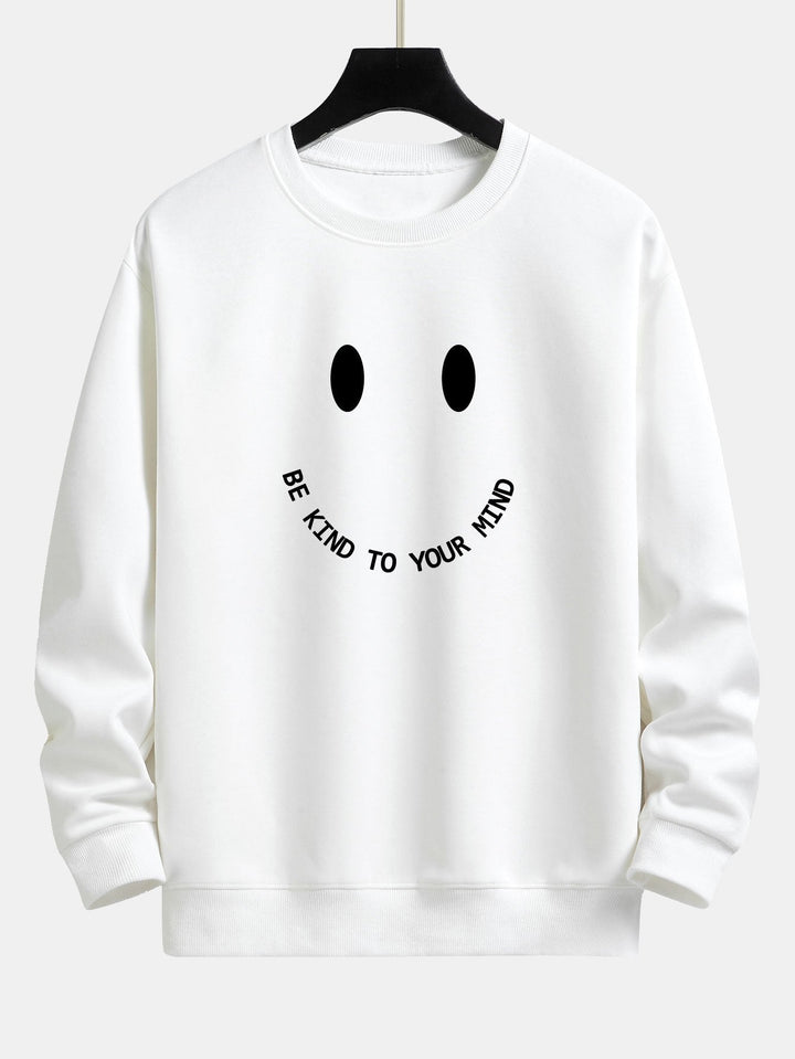 Mees | Sweater met smiley- en tekstopdruk en relaxte pasvorm