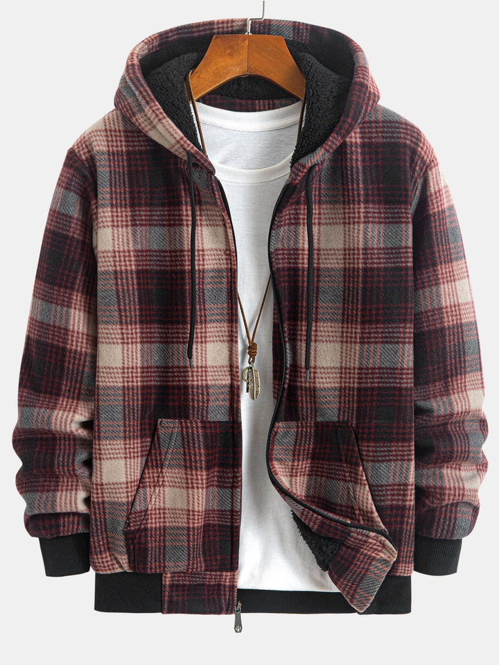 Wietse | Geruite flanellen hoodie met teddyvoering
