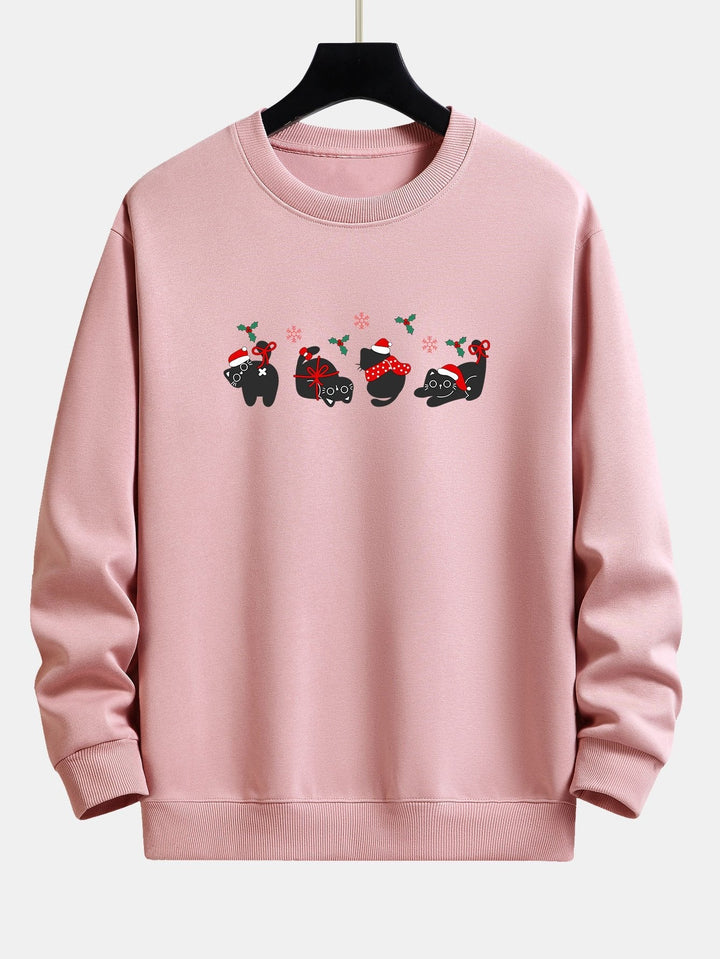 Oscar | Kerstsweater met zwarte kattenprint en relaxte pasvorm
