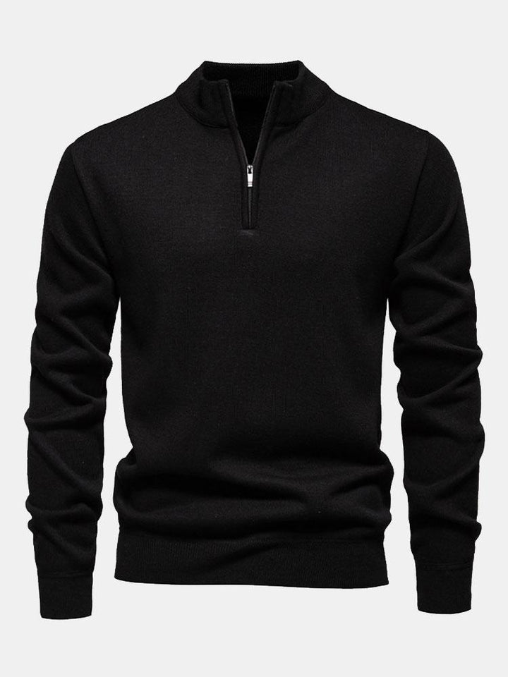 Richard | Relaxed-fit trui met hoge kraag en rits