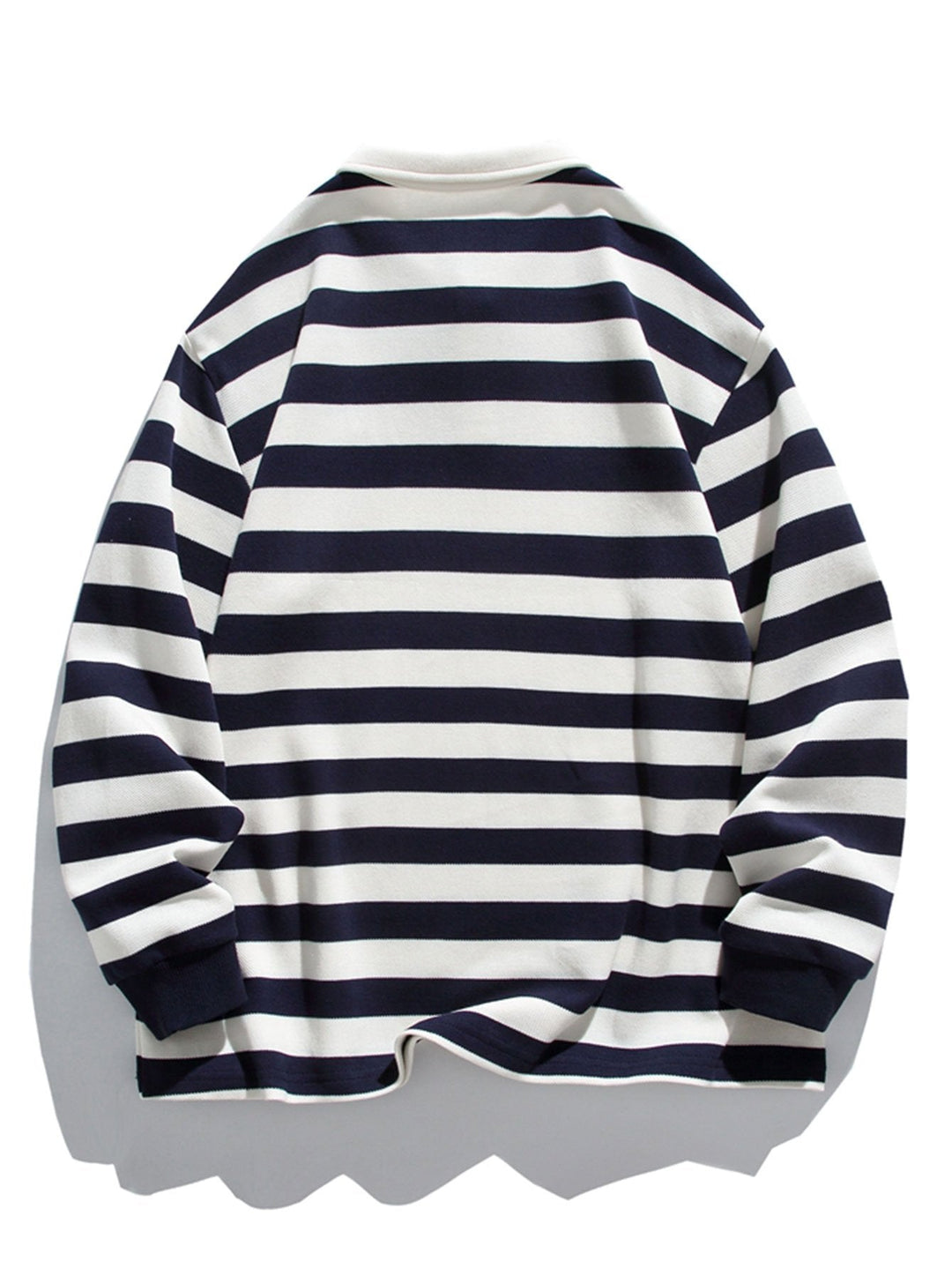 Sebastiaan | Gestreepte polosweater met wafelstructuur en relaxte pasvorm