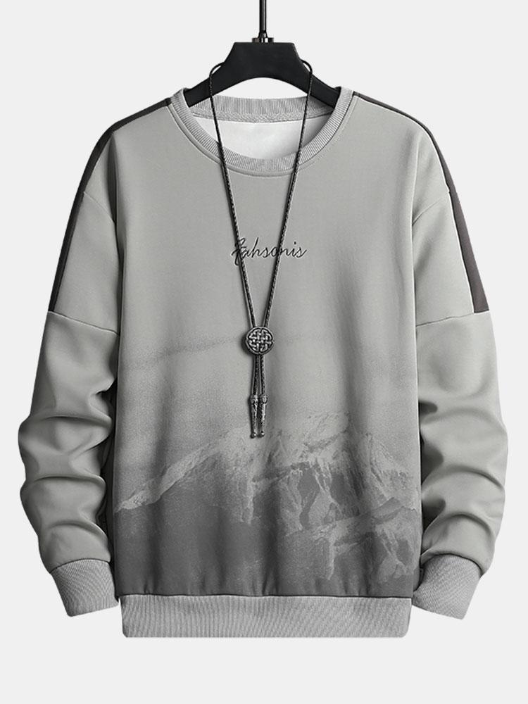 Sam | Sweater met bergprint en ronde hals
