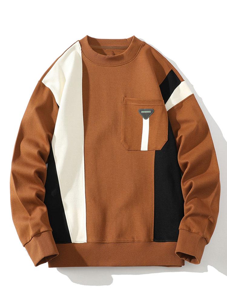 Bas | Sweater met kleurvlakken en borstzak