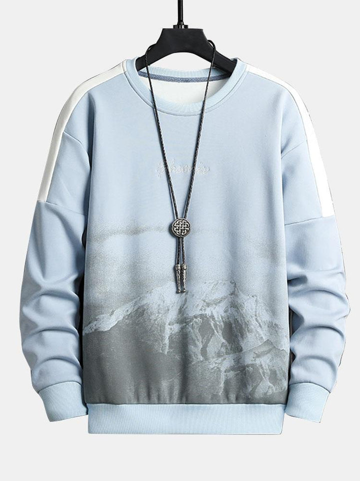 Sam | Sweater met bergprint en ronde hals