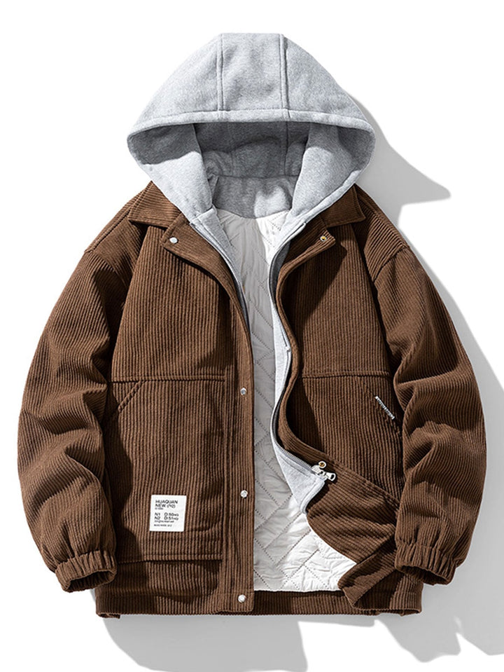 Noah | Gewatteerde corduroy jas met capuchon