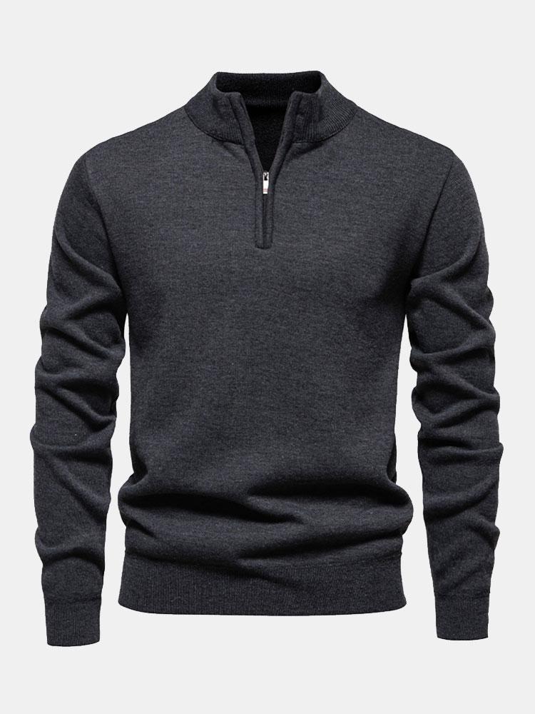Richard | Relaxed-fit trui met hoge kraag en rits