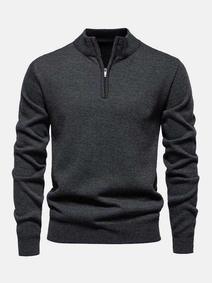 Richard | Relaxed-fit trui met hoge kraag en rits
