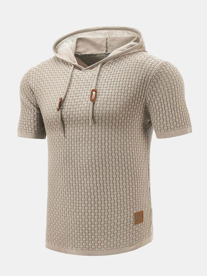 Jacob | Slim-fit gebreide trui met korte mouwen en capuchon
