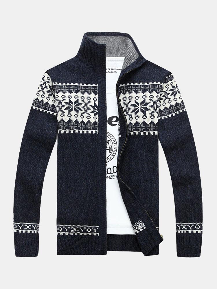 Teun | Kerstvest met geometrische print en rits