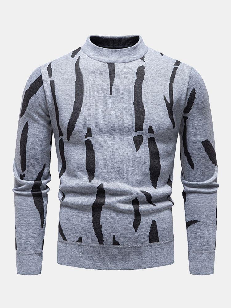 Luuk | Trui met abstracte print en opstaande kraag