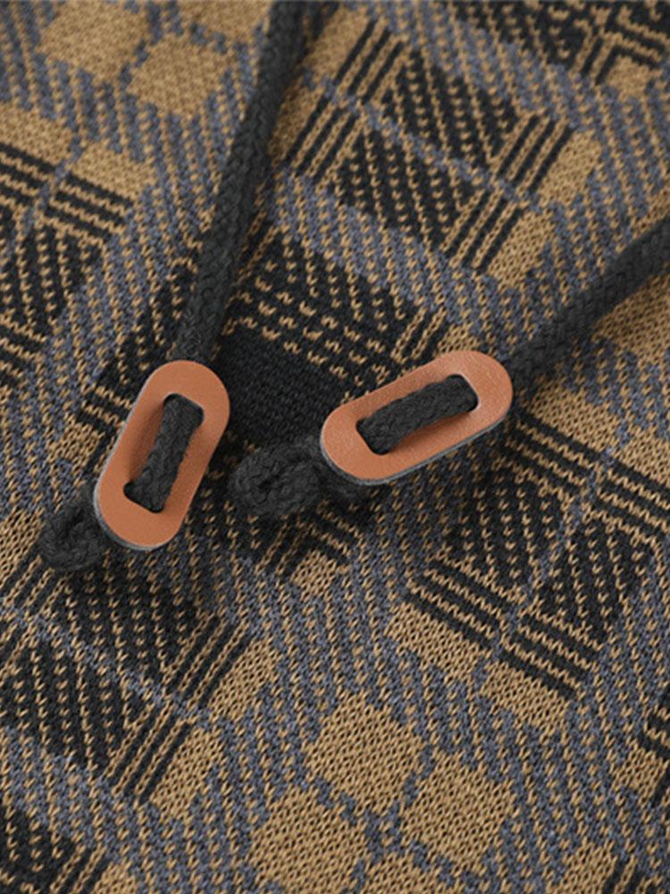 Gerard | Slim-fit trui met capuchon en ruitpanelen