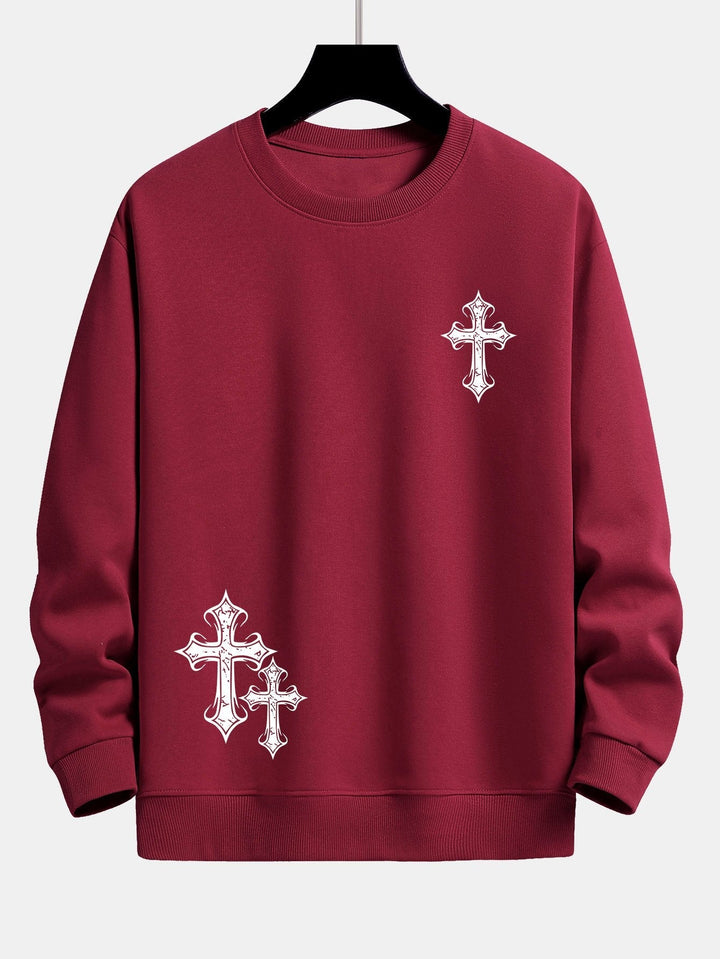 Roel | Sweater met kruisprint en relaxte pasvorm