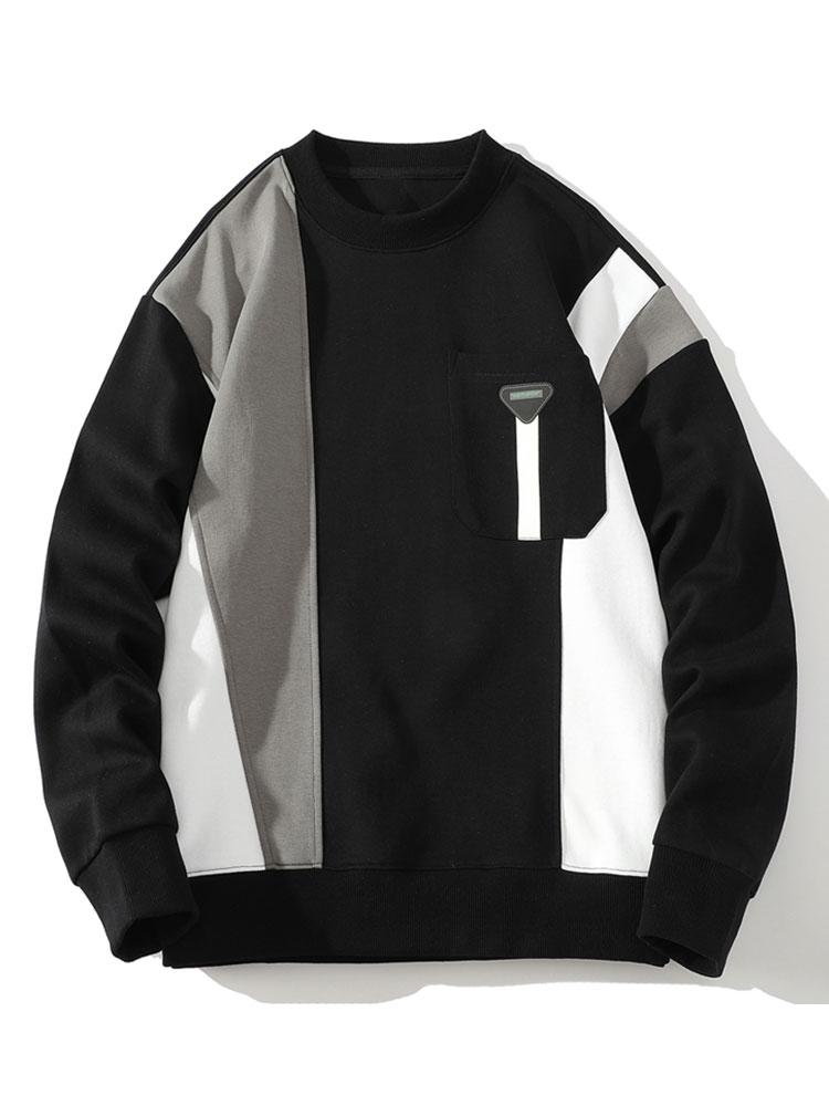 Bas | Sweater met kleurvlakken en borstzak