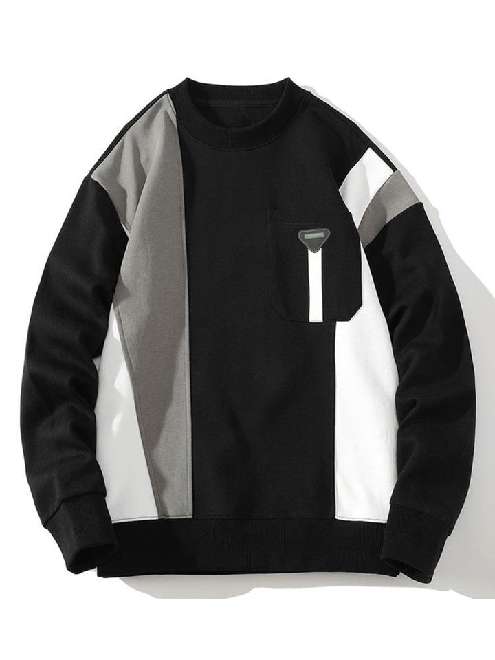 Bas | Sweater met kleurvlakken en borstzak