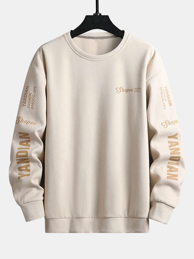 Sjoerd | Sweater in suèdelook met tekstopdruk