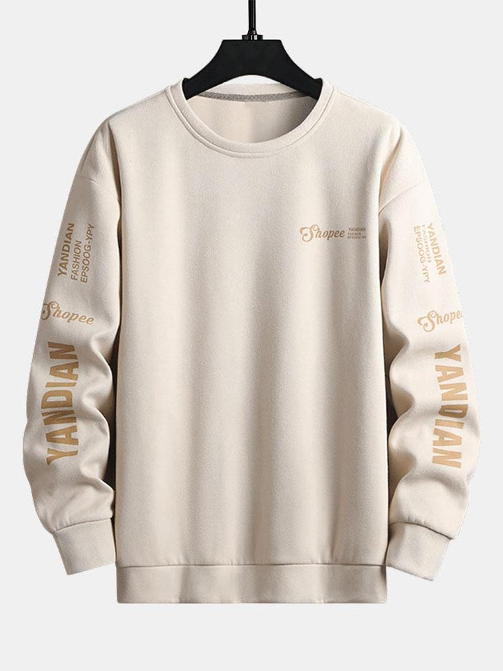 Sjoerd | Sweater in suèdelook met tekstopdruk