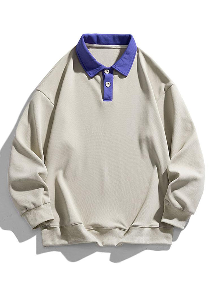 Finn | Polosweater met contrastdetails en wafelstructuur en relaxte pasvorm