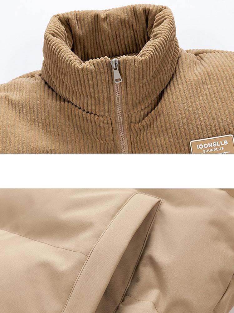 Patrick | Puffer jas met corduroy paneeldetails
