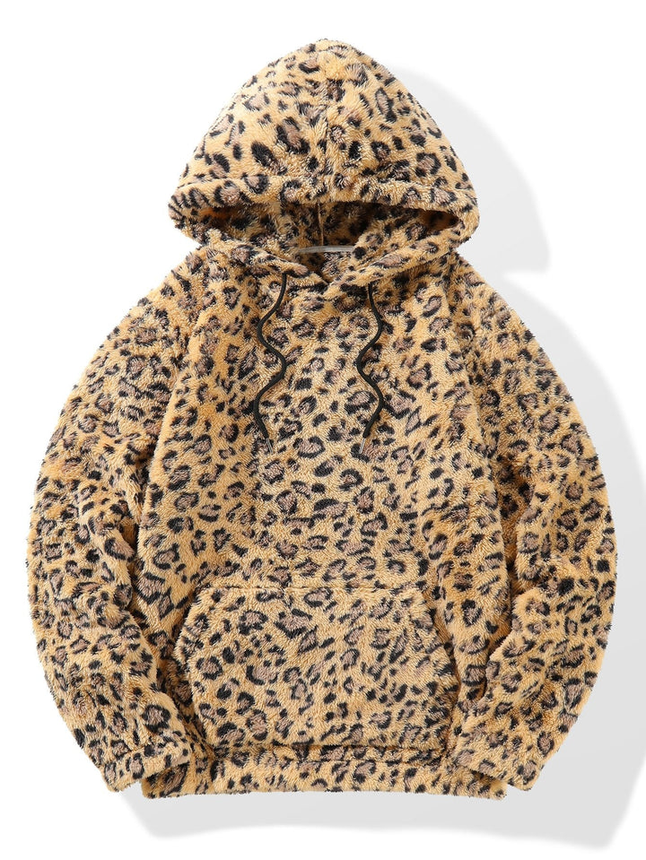 Robbert | Hoodie van imitatiebont met luipaardprint