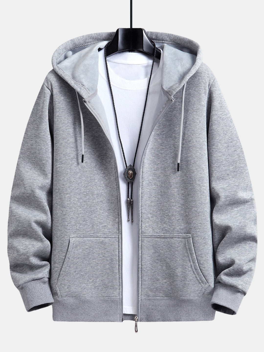 Zeno | Hoodie met pluchevoering, ritssluiting en relaxte pasvorm