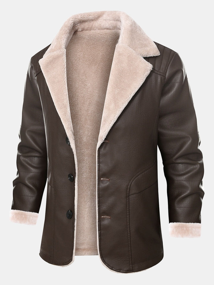 Stef | Blazer van pu-leer met imitatiebontvoering